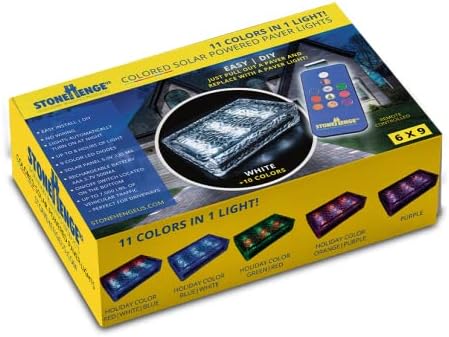 6x9 Colored Solar Powered Paver Light, 11 Colors in 1 Light, Driveways, Walkways, Patios, DIY Easy Install, No Wiring, Up to 7,000 lbs of vehicular Traffic