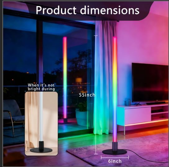 Corner Floor Lamp,RGB LED Corner Lamp, Transformable Floor Lamp with App and Remote Control,16 Million DIY Colors, Music Sync, Timer Setting for Living Rooms, Gaming Rooms, Bedrooms and Gaming Rooms