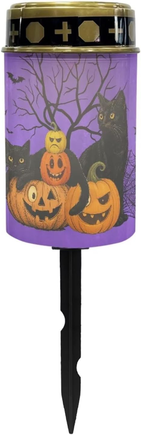 Halloween Prayer Cemetery Solar Lights for Grave Cemetery Funny Face Pumpkin Candle Lamp Corss Sunflower Grave Solar Lights Funny Face Pumpkin