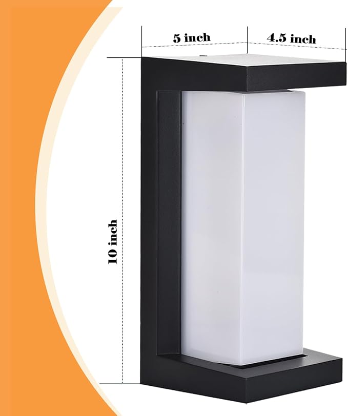 Black Exterior Lighting Fixtures, Rectangular Modern Front Porch Light Fixtures, 12W Outdoor Wall Light Fixtures Wall Mount, IP65 Waterproof Outdoor Wall Sconce 3-Color-Changeable