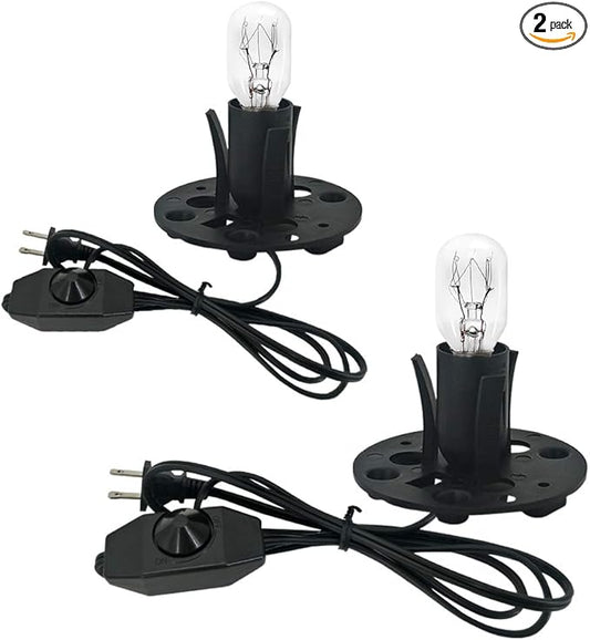 haraqi Himalayan Salt Lamp Cords (6ft) with Dimmer Switch,Original Replacement Cords with Base Assembly(3.34 Inches) and 25 Watt E12 Bulbs for Salt Rock Lamp Cord 2 Set