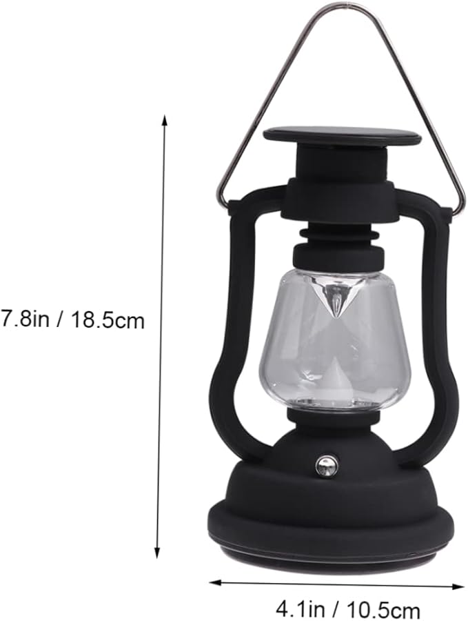 Rechargeable Solar Retro Horse Lantern Multi Functional Camping Light with Hand Power Flashlight for Outdoor Use Portable Tent Light Black