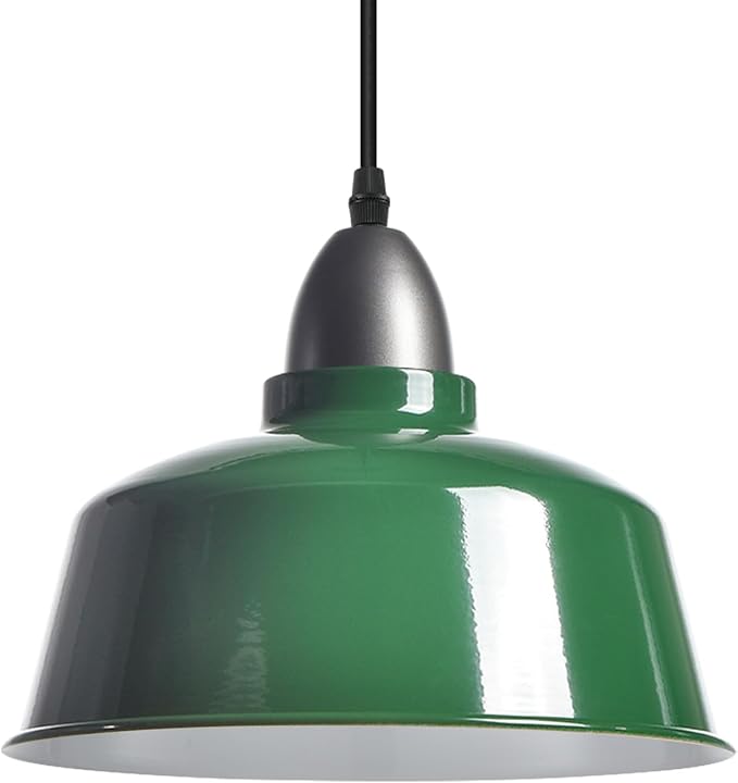 Plug in Pendant Light, Green Farmhouse Hanging Lights with Plug in Cord, Pulley Hanging Lamp, Industrial Pendant Lights Fixture for Kitchen Island, Bedroom, Dining Room, Living Room, Office