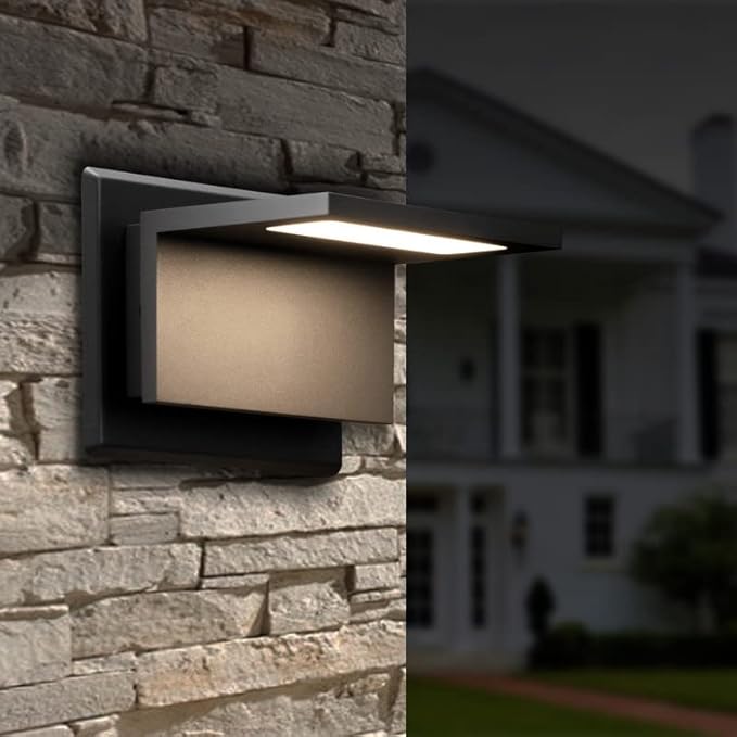 Outdoor Wall Sconce Light LED Wall Mount Lamp Modern Wall Lighting Fixture Aluminum Black Lantern for Porch Front Door Garden Yard Patio Garage Walkway Hallway