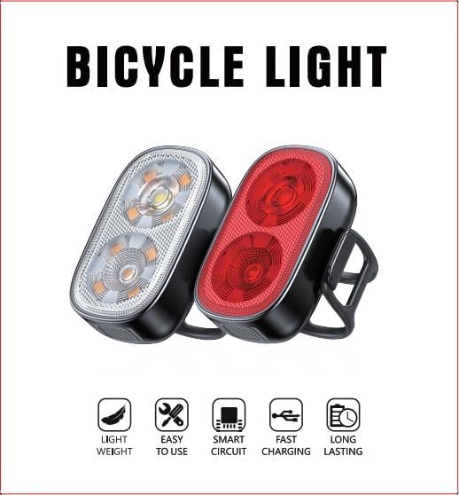 Bike Lights, Ultra-Slim USB-C Rechargeable Bike Lights Front and Back, 5+6 Lighting Modes & IP65 Waterproof, Super Bright Bicycle Light Set for Road Mountain Night Riding Cycling