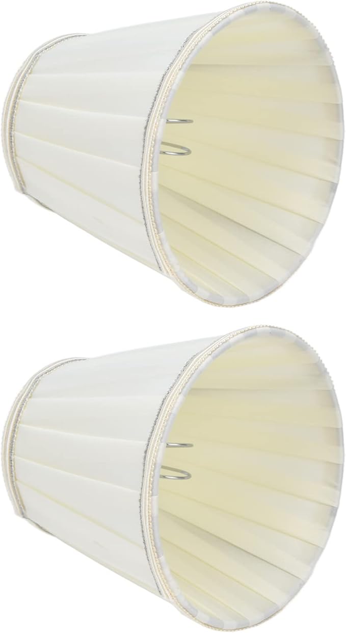 2Pcs Small Clip On Lamp Shades, Pleated Fabric Sconce Lampshades Chandelier Shades Cover for E14 Bulb Table Floor Lamps Beige