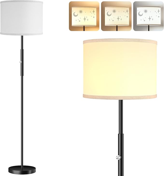 PARTPHONER Floor Lamp for Living Room Bedroom with Lampshade Stencil, 65’’ Modern Tall Lamp Simple Design Standing Lamps for Kids Room Home Office Reading, Bulb Included