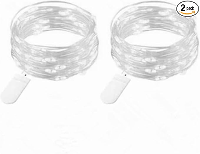Cool White Battery Operated Fairy String Lights 7Ft 20 LED Indoor Outdoor Home Garden Windows Halloween Diwali Christmas Decoration-2Pack