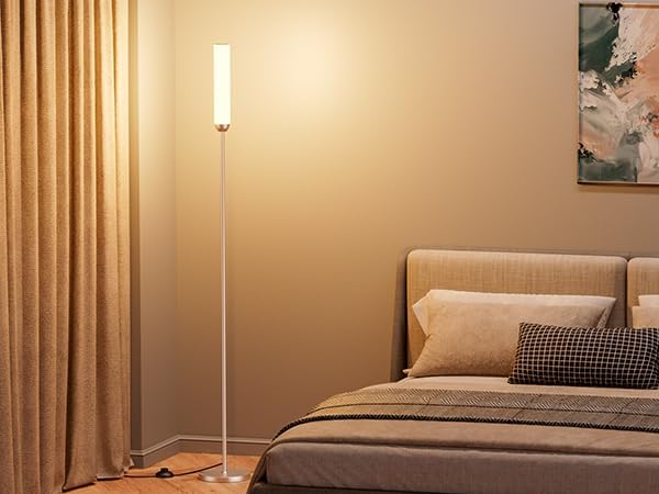 Ambimall LED Floor Lamp with Remote Control, 65" Standing lamp with Stepless Adjustable 3000K-6500K Colors & 30-100% Brightness, Foot Switch(Champagne Gold) (Pack of 2)