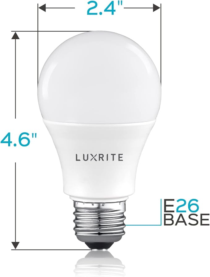 LUXRITE A19 LED Light Bulb 100W Equivalent, 2700K Warm White Non-Dimmable, 1600 Lumens, Standard LED Bulb 15W, E26 Medium Base, UL Listed, Perfect for Table Lamps and Home Lighting (6 Pack)