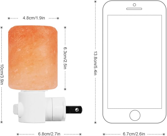 Syntus 2 Pack Himalayan Salt Lamp Natural Crystal Salt Light Glow Hand Carved Night Lights Wall Light, UL Listed Plug for Lighting, Decoration and Air Purifying