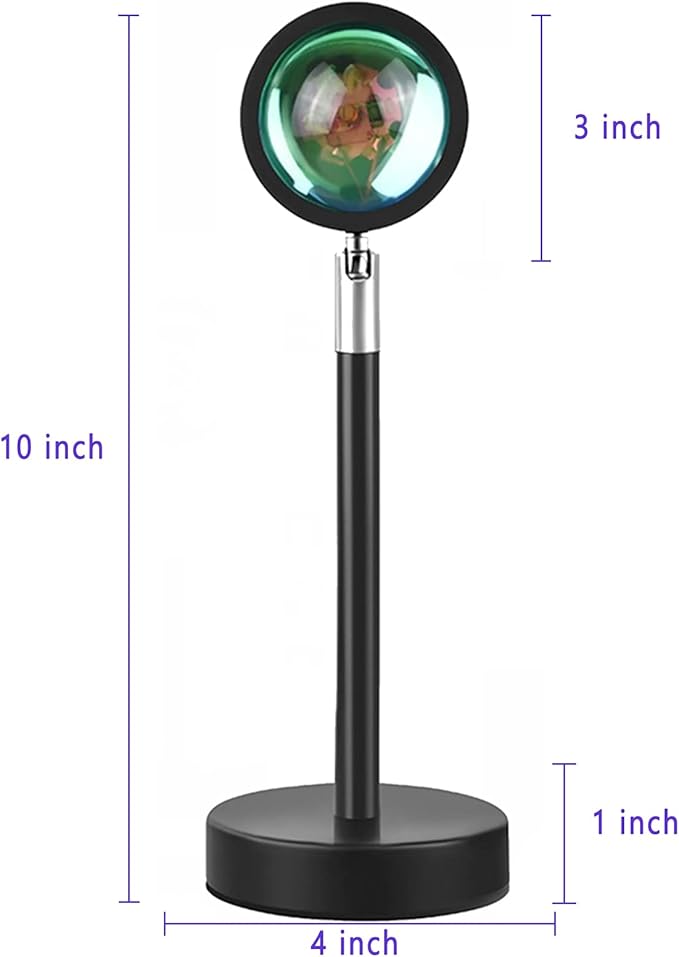Sunset Projection Lamp,16 Colors Projector Lights Rotation Rainbow Projection Lamp 180 Degree USB Charging Lighting, Romantic Sunset Lamp for Self-Media Light (Black-B)