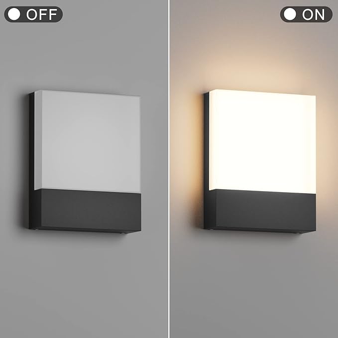 2-Pack Modern Outdoor LED Wall Light,24W 3000K Wall Porch&Patio Light,IP65 Led Exterior Wall Lights Fixtures,Low Profile Wall Sconce for House Yard Garage Walkway Garden(Black)
