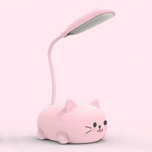 LED Kids Lamp, Mini Cat Table Lamp, Portable LED Night Light, Cute Desk Lamp, Foldable USB Rechargeable Reading Light Children's Bedroom (Pink)