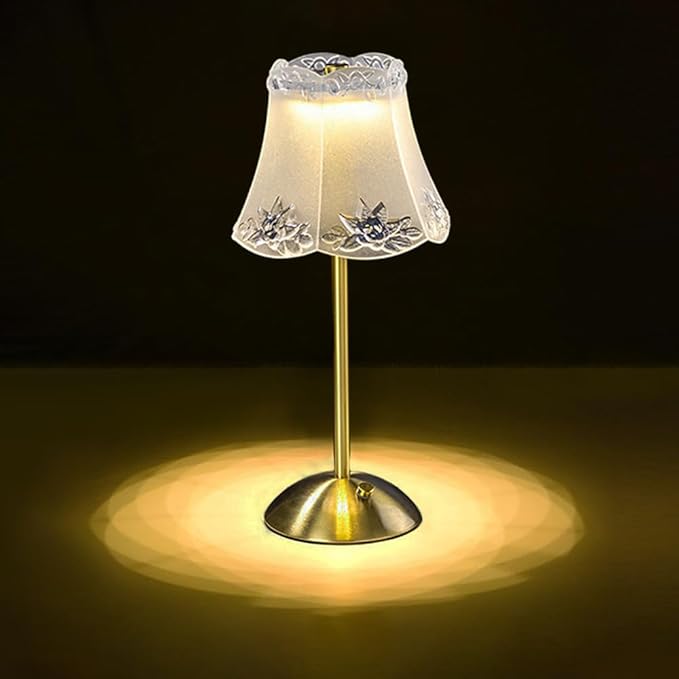 Portable Crystal Metal Desk Lamp,3-Color Touch Control, Rechargeable Battery - Ideal Bedside Lamp for Bedroom Nightstand (Golden Flower)