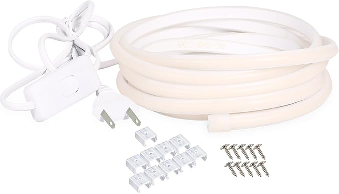 AC 110v LED Light Strip IP65 Waterproof Strip Lights 9.84 ft Cuttable Rope Light Super Bright 320LEDs 4000K White LED Lights with US Plug for Bedroom Kitchen Under Cabinet Ceiling