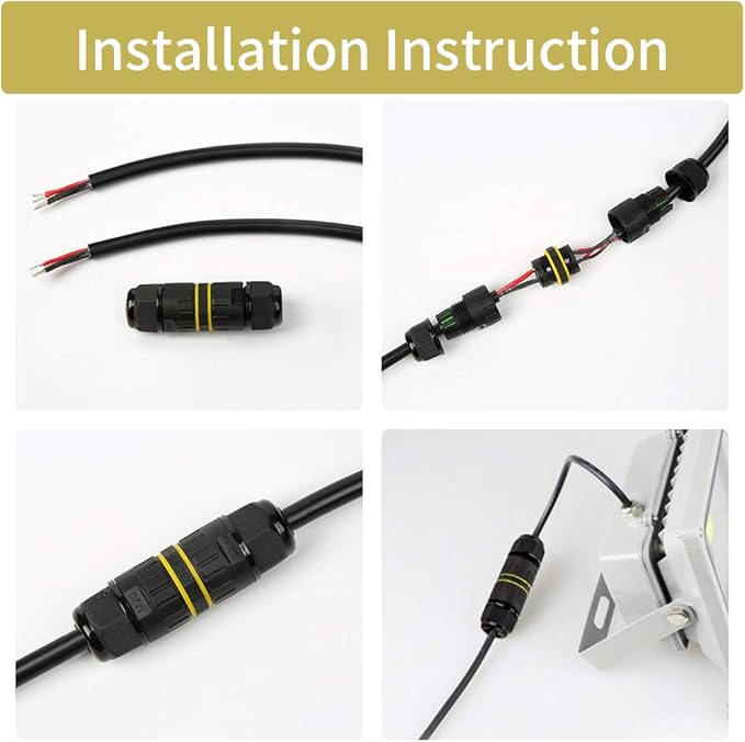 3 Pole Wire Connector Waterproof IP68 External Electrical Junction Box,M20 for Ø5-12mm Wire Range(AC 400V, 24A),UL,2 Way 3Pin 5Pack