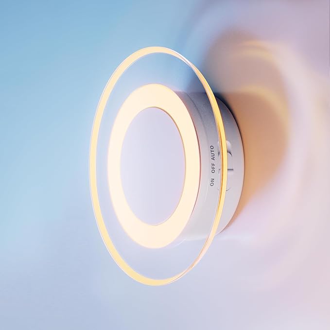 Magnetic Motion Sensor Night Light with Stick-On Base, Cruise Rechargeable Battery Powered Cordless Glow Light, Ideal for Bedroom, Bathroom, Stairway- Moonlit