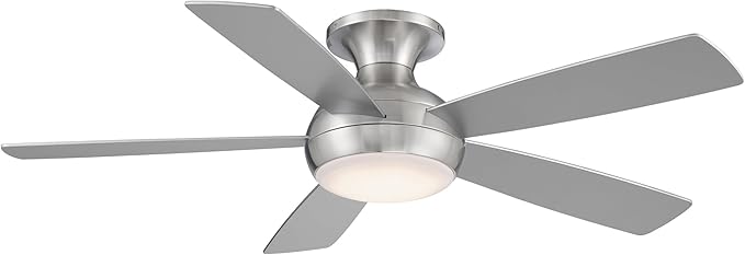 WAC Lighting Odyssey 5-Blade Metal Smart Flush Mount Ceiling Fan in Nickel