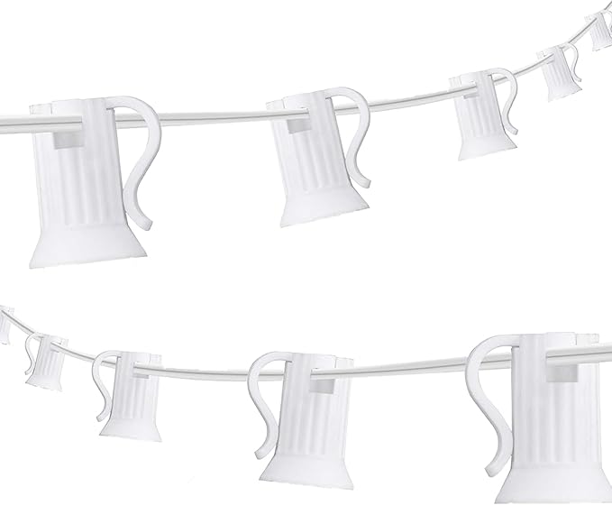 500FT C7 Light String Christmas Stringer, E12 Christmas Sockets 12" Spacing, C7 Stringer Set Green Outdoor String Light for Wedding Patio Event Lighting Decor, White Wire