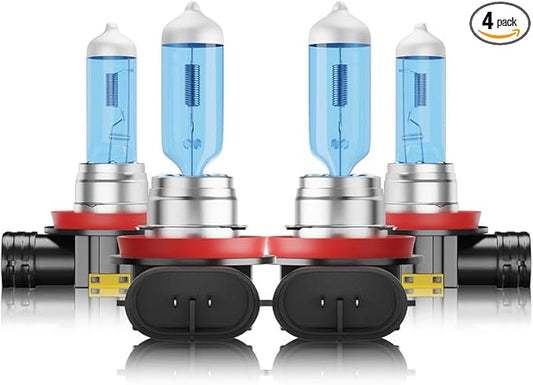 Halogen Headlight Bulbs Fit For Nissan Altima 2007-2018, High Low Beam Bulbs Combo, 100W 6000K White 300% Brightness, Plug and Play, 4-Pack