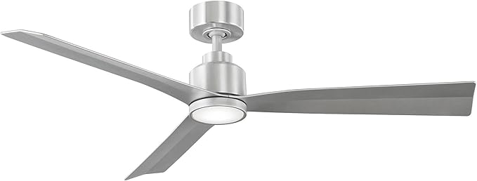 WAC Smart Fans Clean Indoor and Outdoor 3-Blade Ceiling Fan 54in Brushed Aluminum with 3000K LED Light Kit and Remote Control works with Alexa and iOS or Android App