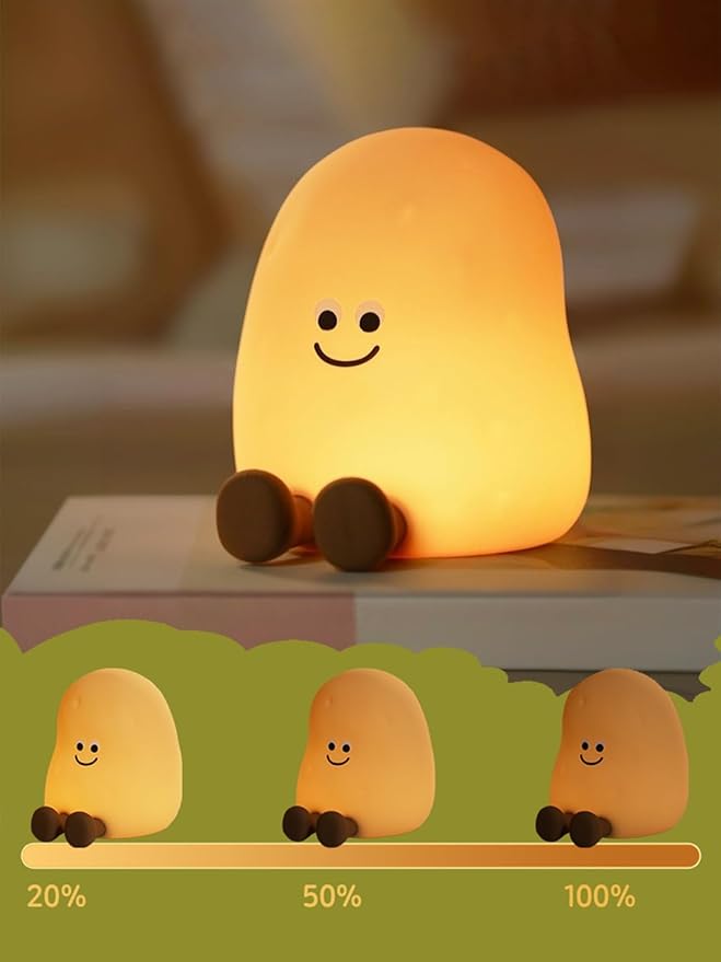 QANYI Squishy Potato Night Light with Timer, 7 Color Changing & Dimmer, Rechargeable Silicone Lamp - Soft Glow for Bedroom, Desk, Cute Funny Gift for Adults Teens
