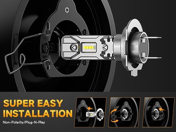 Ursprung H7 Led Light Bulbs,𝟓𝟎,𝟎𝟎𝟎𝐋𝐌 𝟏𝟎𝐗 Super Bright H7 Fog light Bulbs, Real Mini Size No Adapter Needed，6500K White, Pack of 2【 2025 Latest & Upgraded 】