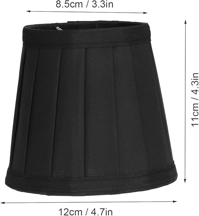 3Pcs Small Lamp Shade, E14 Clip on Lampshades Pleated Fabric Barrel Lamp Shades Replacement for Table and Floor Lamps, Pendant Light, Chandelier, Home Bedroom Hotel Decor, 3.3 x 4.7 x 4.3 inch (Black)