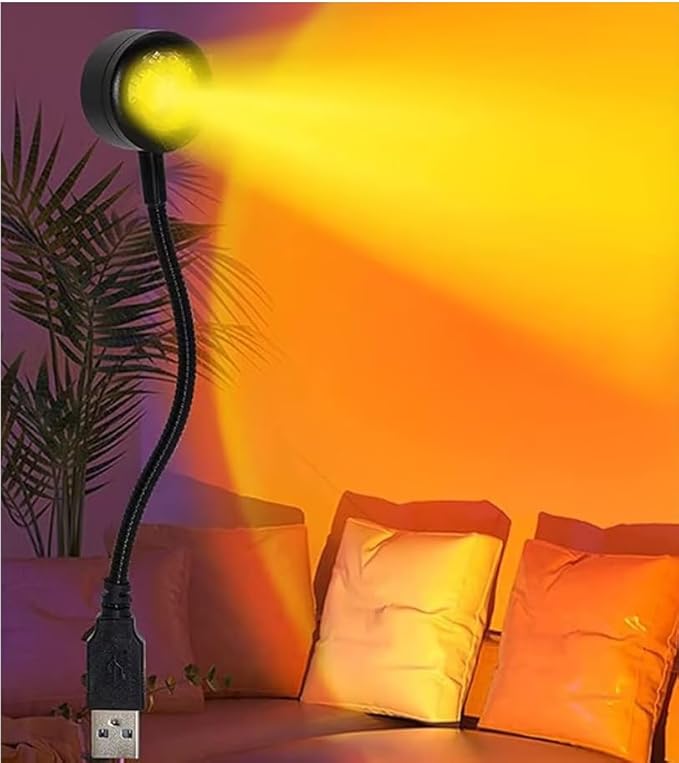 1pc LED Sunset Ambient Lamp Night Light,USB Warm Ambient Light,Projector Birthday Party Decoration Portable Mood Light for Bedroom Living,Lighting and Ceiling Fans