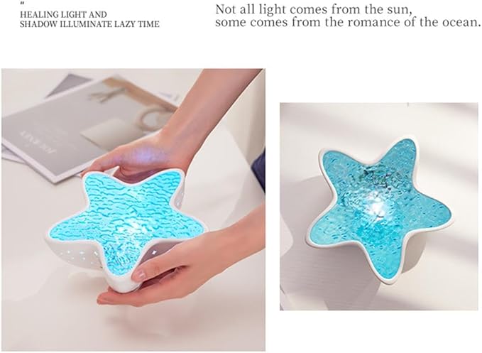Starfish Ocean Projection Lamp,Romantic Water Ripple Night Light,7 Colors Ocean Wave Projector Light,3D Holographic Water Ripple Touch Control Aurora Projector for Room Decor Meditation Relaxation