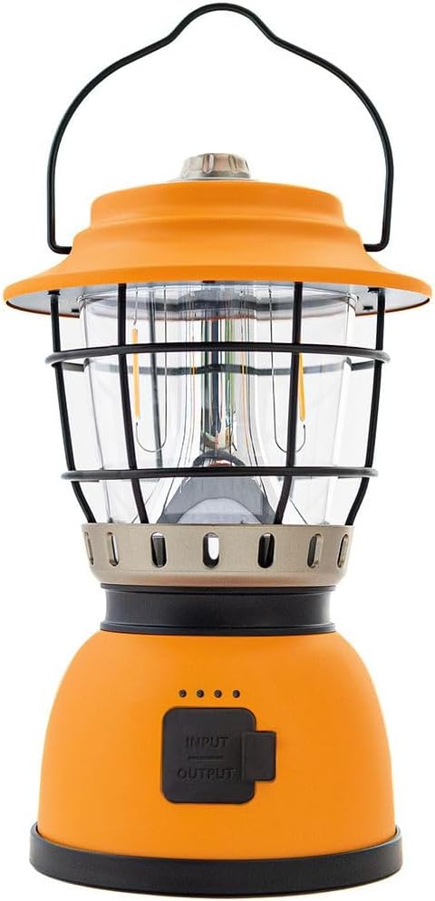 Rechargeable Retro LED Lantern, 800LM, Stepless Dimming, Omni-Directional Light Distribution, 4400mAh Power Bank, 2 Color Temperatures, IPX5 Water Resistant, Power Outages, Emergencies, USB Cable