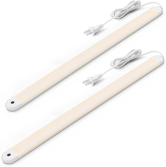 MYPLUS 24" Under Cabinet Lighting, 2pcs Hand Wave Sensor Under Counter Lights for Kitchen, 600LM Bright LED, 5 Color Temps, Dimmable Under Cabinet Lights Plug in for Desk,Sink,Workbench