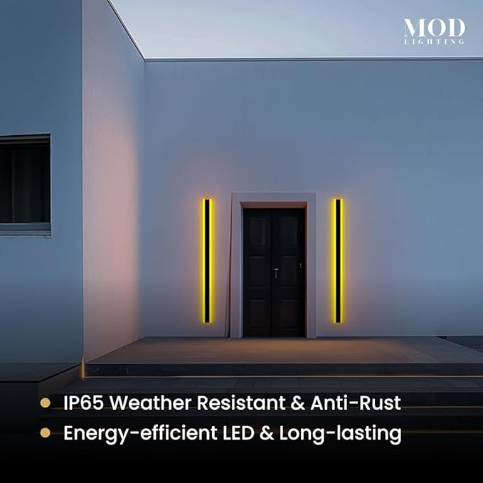 𝗠𝗢𝗗 𝗟𝗜𝗚𝗛𝗧𝗜𝗡𝗚 Haylen RGB | Long Outdoor Wall Lights, 7 Colors and 358 Light Effects, Dimmable with Remote Modern Linear Exterior Light Fixture, Waterproof Wall Sconce 45W, 2-Pack (RGB | 67")