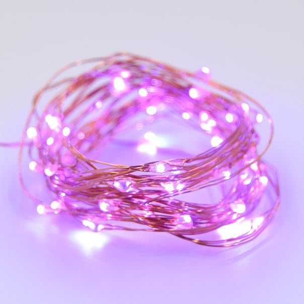 Hometown Evolution, Inc. Purple Battery Operated Fairy Lights - 16.5 Foot 50 Purple LED Fairy Lights on Copper Wire - Waterproof for Indoor and Outdoor Use