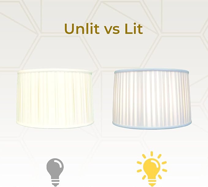 Royal Designs, Inc. Shallow Drum English Box Pleat Basic Lamp Shade, Eggshell, 15 x 16 x 10 (Spider), Set of 2