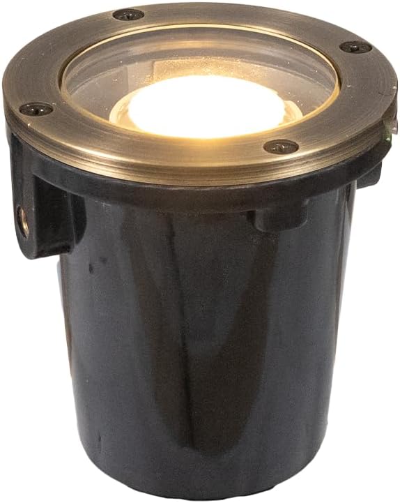 VOLT 12V 3-in-1 Waterproof IP68 Mini in-Grade Light with Brass Top (Bronze) for Low Voltage Landscape Lighting of Pathway, Garden, Column, Fountain or Pond