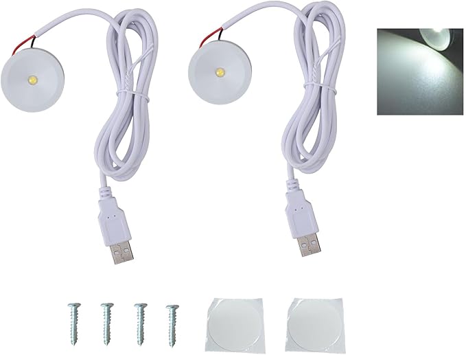 Mini LED Spotlight, 2pcs Aluminum USB 5V LED Spotlight Accent Lights with 4.3ft Cable, Small LED Spot Light for Painting Picture Plants Jewelry Showcase Model Display Shelves