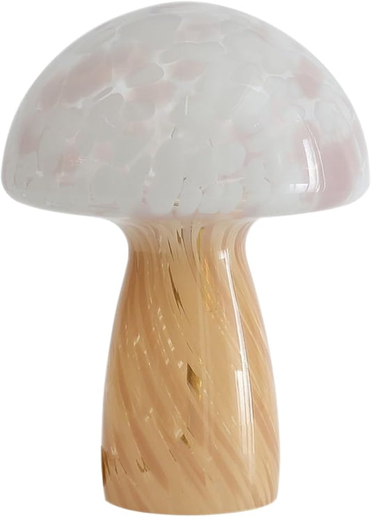 Urban Lifestyle 12" Blush Tortoise Glass Mushroom Lamp, Modern Retro Table Lamp for Bedroom, Living Room, or Office Décor