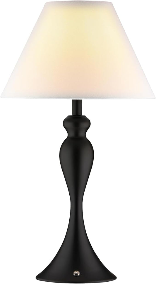 O'Bright Ember Cordless Table Lamp – Rechargeable, Touch Dimmable, Battery Operated, E26 LED Bulb, Type-C Fast Charging, Portable Lamp for Bedroom, Living Room, Office, Black