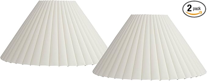 Set of 2 Box Pleat Empire Lamp Shades Antique White Large 6.75" Top x 20.75" Bottom x 10.75" High x 12.5" Slant Spider with Replacement Harp and Finial Fitting - Springcrest