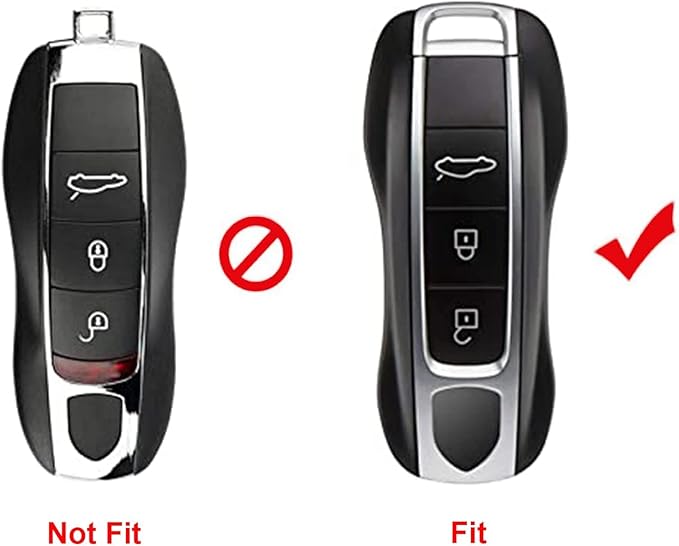 x xotic tech Glossy Black Remote Key Covers Case, Compatible with Porsche Cayenne Cayman Panamera 971 Macan Taycan 911 991 918 Carrera 992, 3PCS Smart Key Fob Painted Keyless Entry Protectors