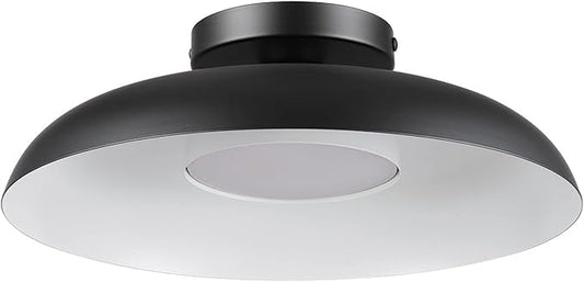 GLOBE Electric 66000075 1-Light 21W Dimmable LED Flush Mount Ceiling Light, Matte Black, White Interior Shade, 800 Lumens, 3000 Kelvin, 90 CRI, Ceiling Light for Bedroom, Lighting for Hallway