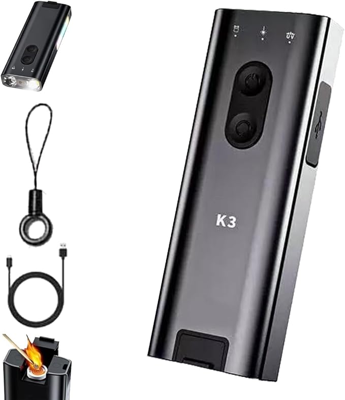 K3 UltraMulti EDC Keychain Tool, Mini Keychain Flashlight 800 Lumens with Hat Clip, Multipurpose Rechargeable Pocket Rgb Fill Light Compact Torch Lamp Camp Lantern for Everyday Hiking Emergency