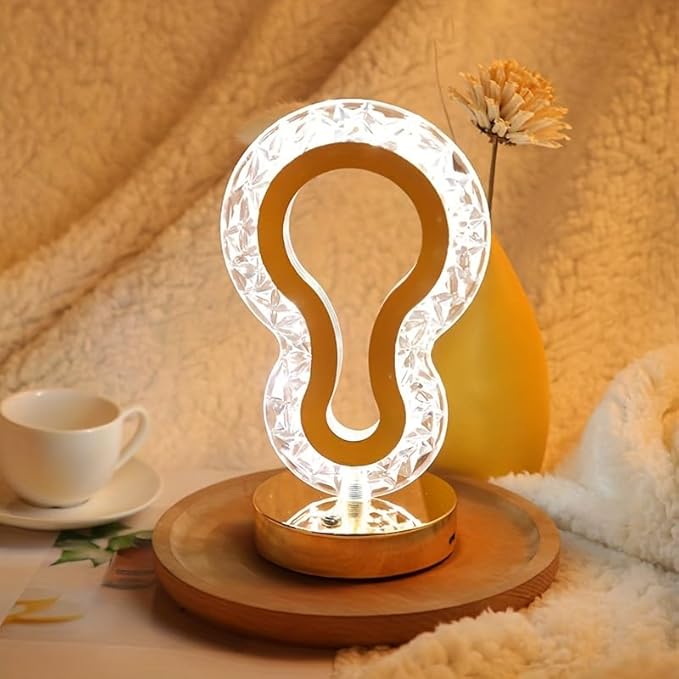 Cordless Crystal Table Lamp,3-Color Touch Control,3-Levels Brightness, Rechargeable Battery - Ideal Bedside Lamp for Bedroom Nightstand (Calabash Gold)