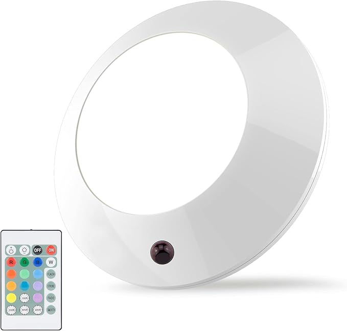 BIGLIGHT Wireless Ceiling Light Battery Operated, Color Changing Shower Lights with Remote, RGB LED Night Light for Hallway Shed Closet Corridor Laundry Bedroom Bathroom Mood Lighting, 5 Inch