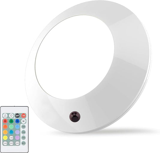 BIGLIGHT Wireless Ceiling Light Battery Operated, Color Changing Shower Lights with Remote, RGB LED Night Light for Hallway Shed Closet Corridor Laundry Bedroom Bathroom Mood Lighting, 5 Inch