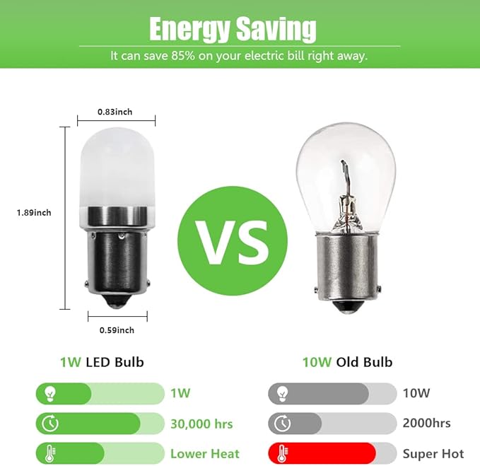 1141 BA15s Bayonet LED Bulbs 12V, Weatherproof 1156 S8 Landscape Light Bulb, 1W Warm White Color 2700K for RV and Outdoor Lighting Path Deck Lights Pack of 4