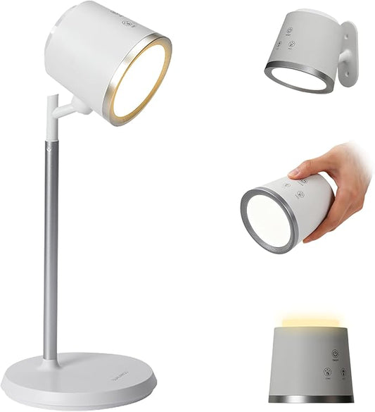 Rechargeable LED Desk Lamp, Magnetic Wall Mount LED Light, Dimmable Cordless Reading Lamp with Adjustable Brightness & 3 Color Modes for Reading, Working, Bedroom, Hallway