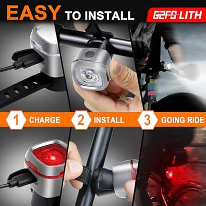 Mini Bike LightNew 5+5 Mode IPX6 Waterproof, Type-C Rechargeable, Suitable for Night Riding, with high Brightness Front and Rear,Headlight Taillight for Men Women Kids Road Mountain